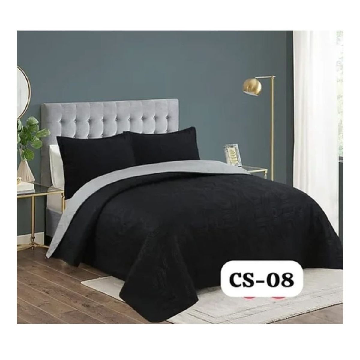 GENERICO - Cubrecama Quilt Verano King - Negro CS08