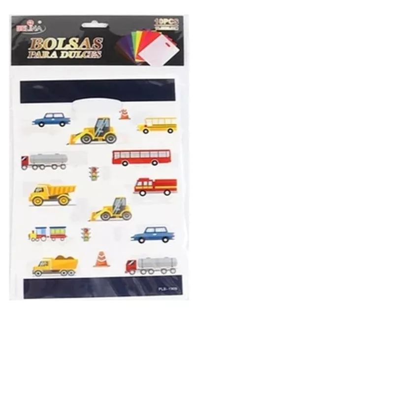 GENERICO - 10 Bolsas De Cumpleaños, Sorpresas Dulces Autos Construcción