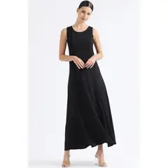 LIOLA - Vestido Largo Basico Punto, Negro