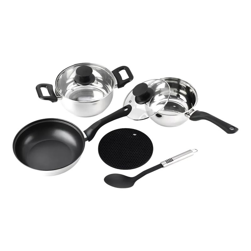 MARMICOC - Bateria Marmicoc Juego Ollas 7 Pcs Bali Acero Inoxidable Plateado