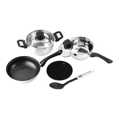 MARMICOC - Bateria Juego Ollas 7 Pcs Bali Acero Inoxidable Plateado