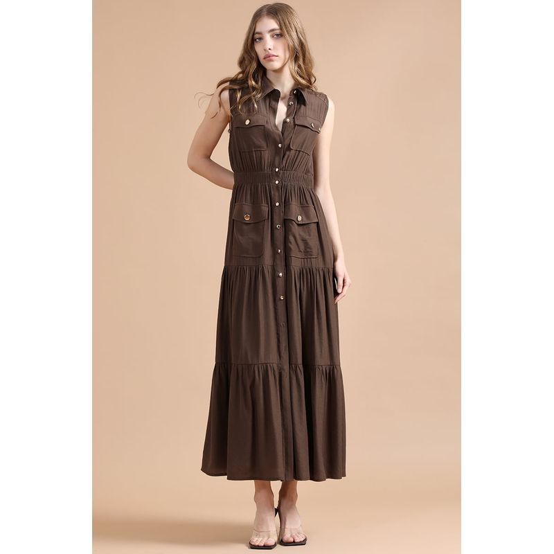 LIOLA - Vestido Maxi Cargo, Camel Liola