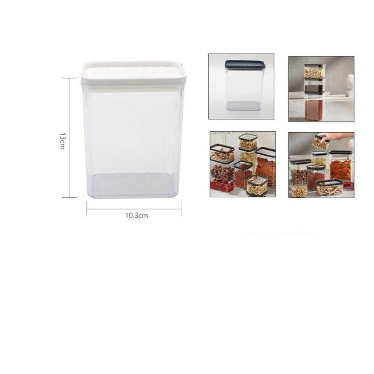 GENERICO - Contenedor Hermético De Alimentos Comida Con Tapa 3 uni.