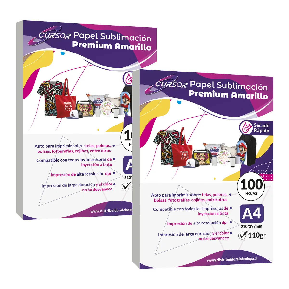 CURSOR - Pack 200 Hojas Papel Sublimación Premium A4