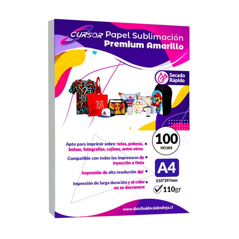 CURSOR - Pack 200 Hojas Papel Sublimación Premium A4