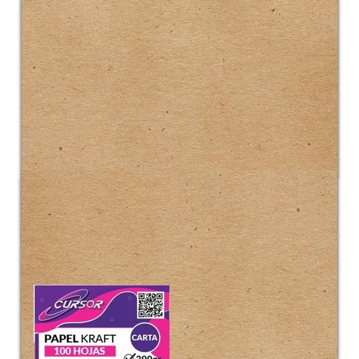 CURSOR - Cartulina Papel Kraft 300 Gr 100 Hojas Carta - Marron claro