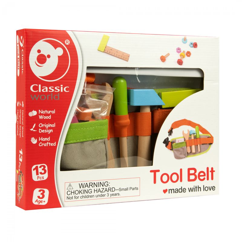 CLASSIC WORLD - Cinturón De Herramientas Madera Juguete Didáctico