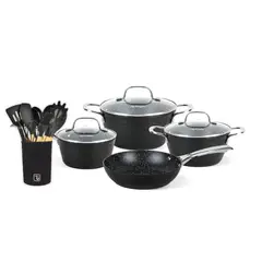 SIMPLIT - Pack Batería Copper 7Pz + Set 12 Utensilios Negro