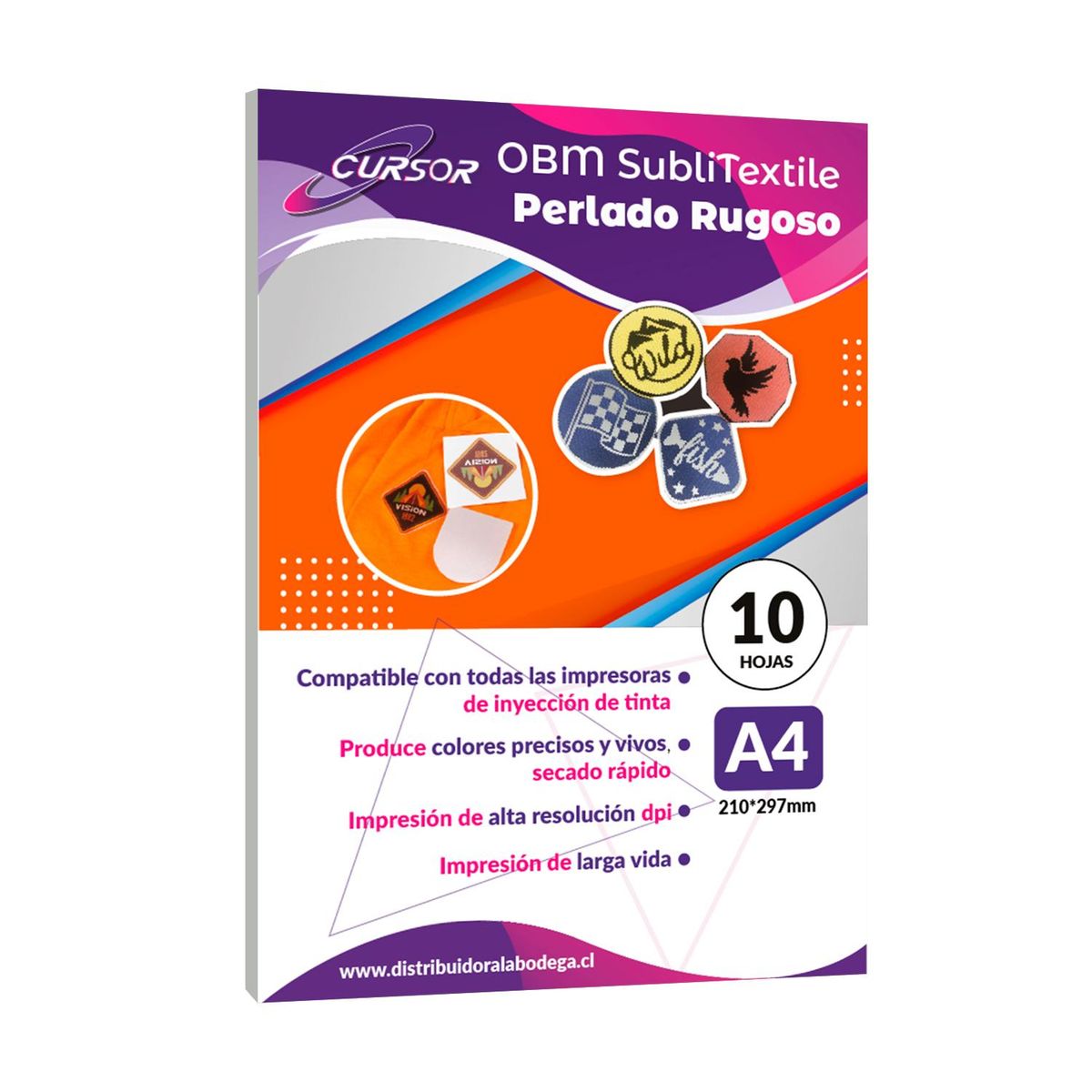 CURSOR - Papel Obm Sublitextil Perlado Rugoso 10 Hojas A4