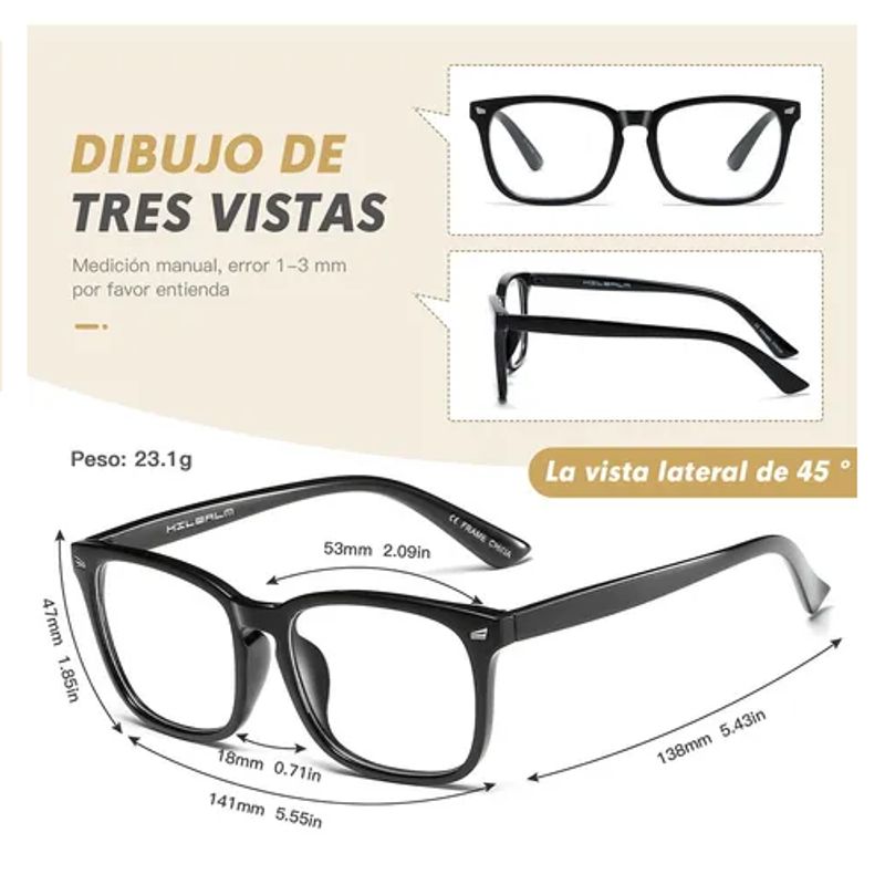 GENERICO - Lentes con filtro anti luz azul marco color celeste