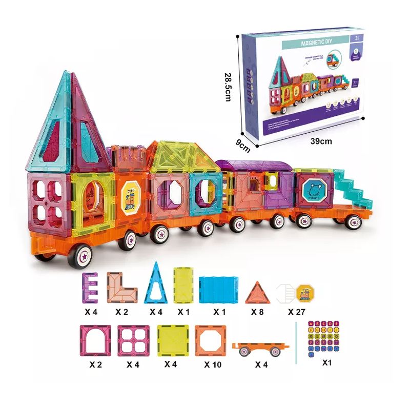 MAGNETICS - Bloques Imanes Magneticos Diy Tren 71 Piezas Juego