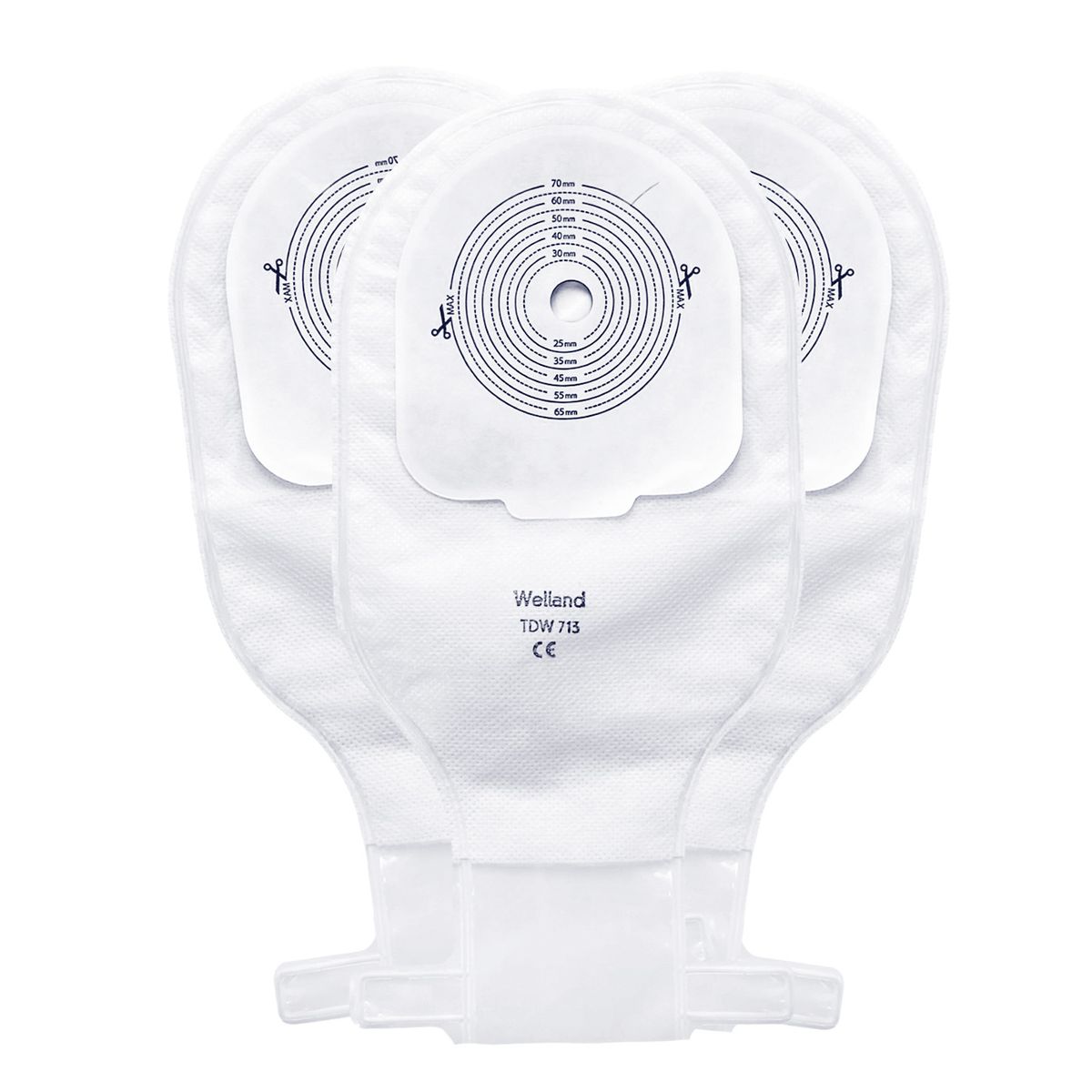 WELLAND MEDICAL - 60x Bolsa Colostomía Ostomía Transparente Drenable