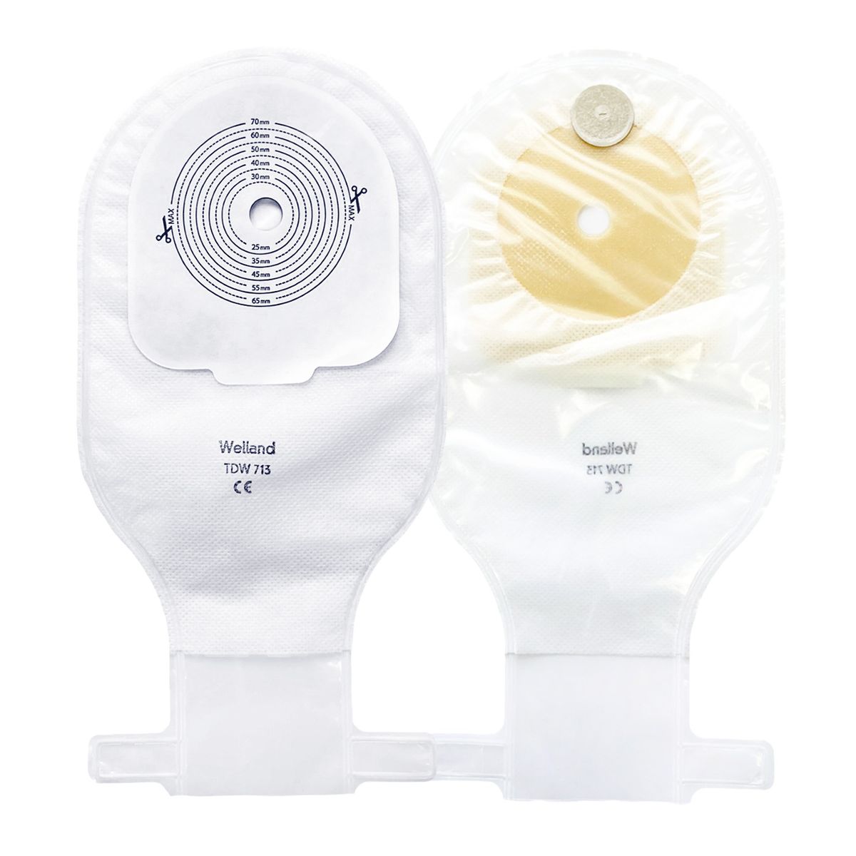 WELLAND MEDICAL - 60x Bolsa Colostomía Ostomía Transparente Drenable