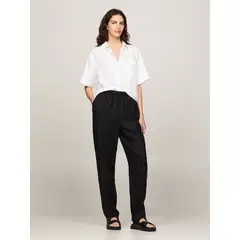 TOMMY HILFIGER - Pantalón Casual Cónico Con Cordón Negro