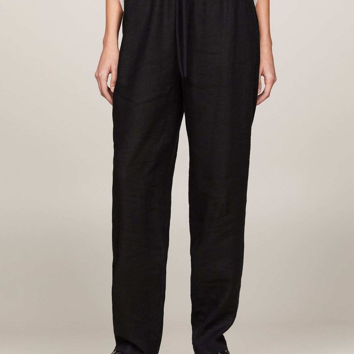 TOMMY HILFIGER - Pantalón Casual Cónico Con Cordón Negro Tommy Hilfiger
