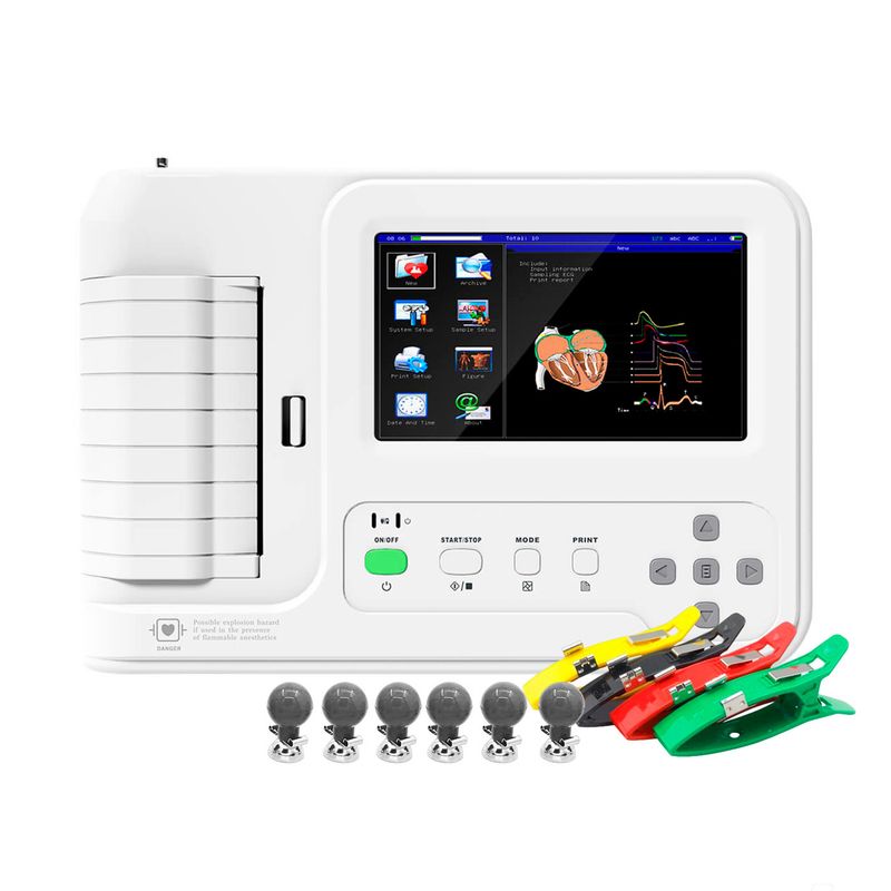 CONTEC - Electrocardiógrafo Táctil 6 Canales ECG 600g