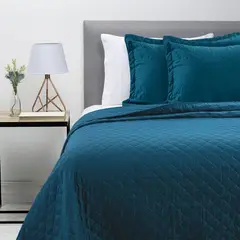 ZAHR - Cubrecama liso azul king