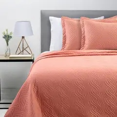 ZAHR - Cubrecama liso Coral king