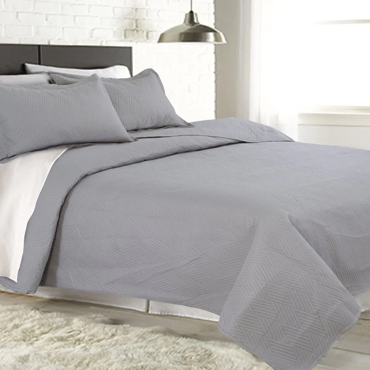 ZAHR - Cubrecama liso Gris king