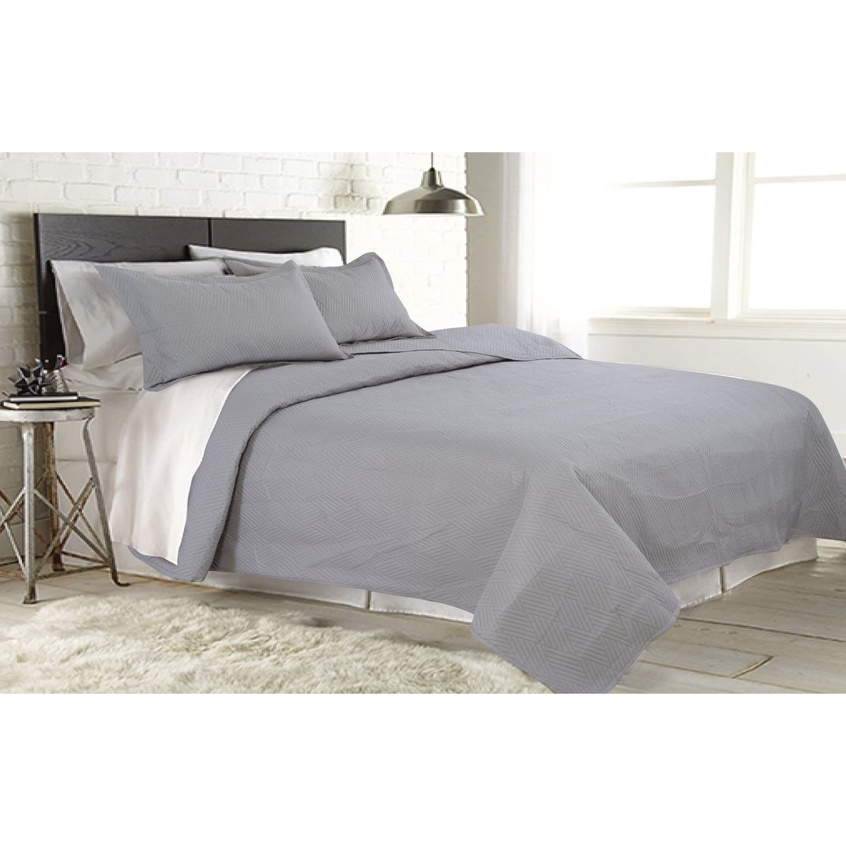 ZAHR - Cubrecama liso Gris king