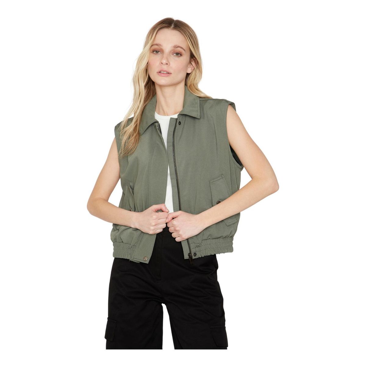 JACINTA TIENDA - Chaqueta Bomber sin mangas verde Jacinta Tienda