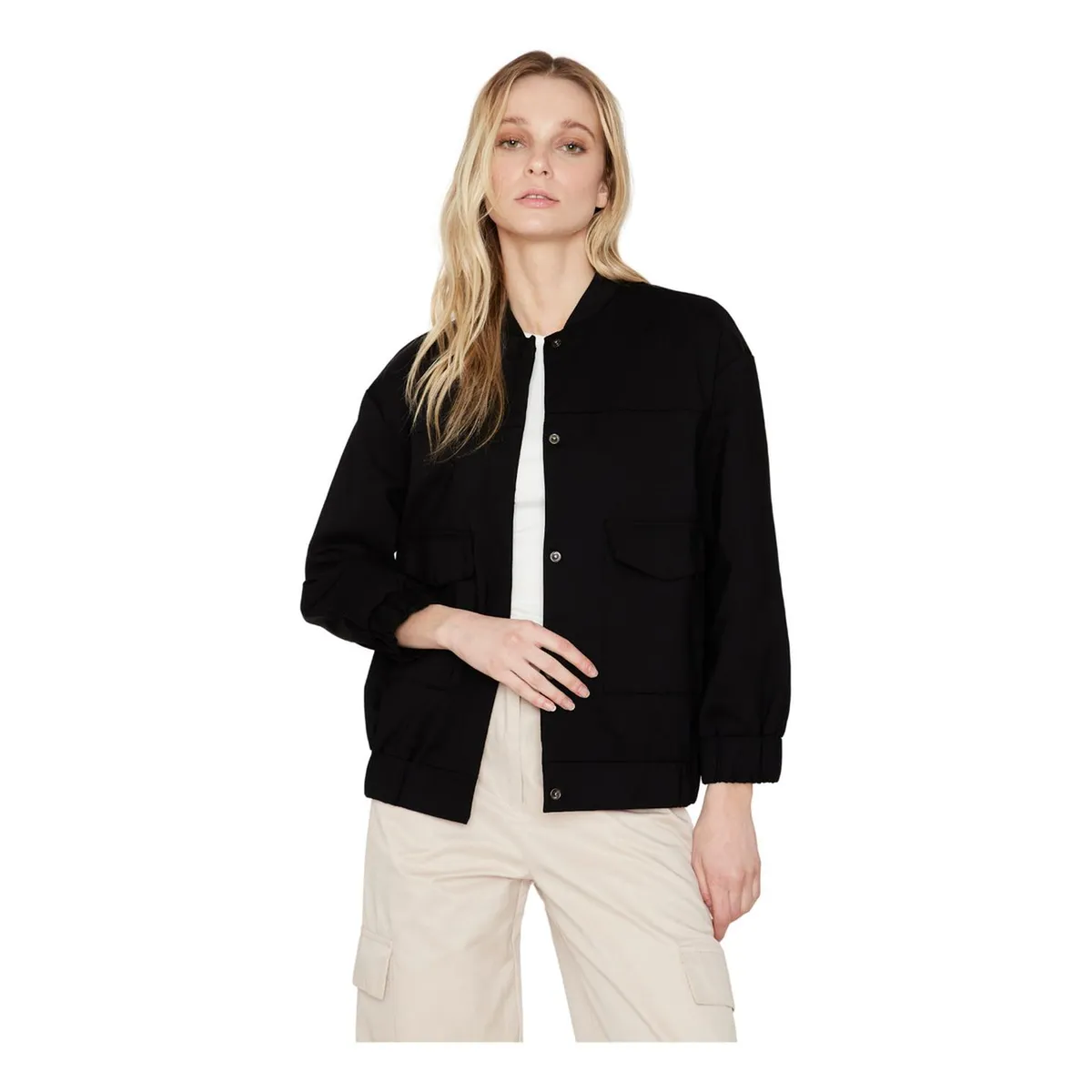 JACINTA TIENDA - Chaqueta Bomber manga larga negra Jacinta Tienda