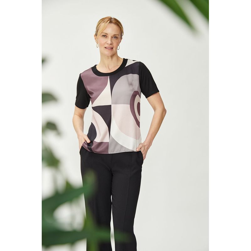 MA GRIFFE - Polera Manga Corta Negro Mujer Magriffe