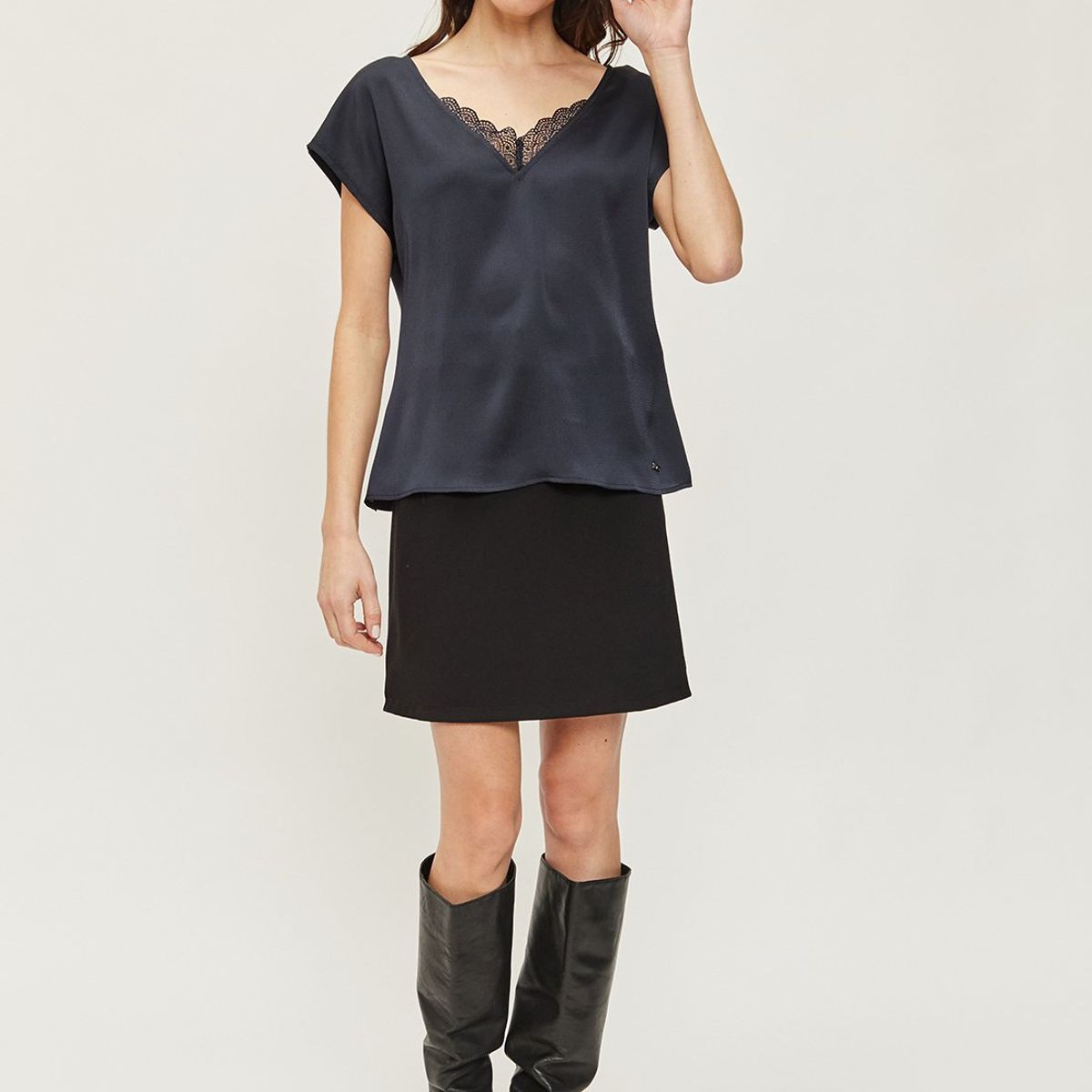 ASH - Polera Manga Corta Azul Marino Mujer Ash