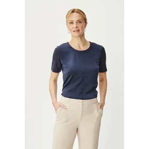 MA GRIFFE - Polera Manga Corta Azul Marino Mujer Magriffe