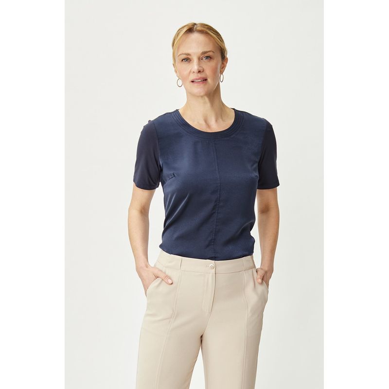 MA GRIFFE - Polera Manga Corta Azul Marino Mujer Magriffe