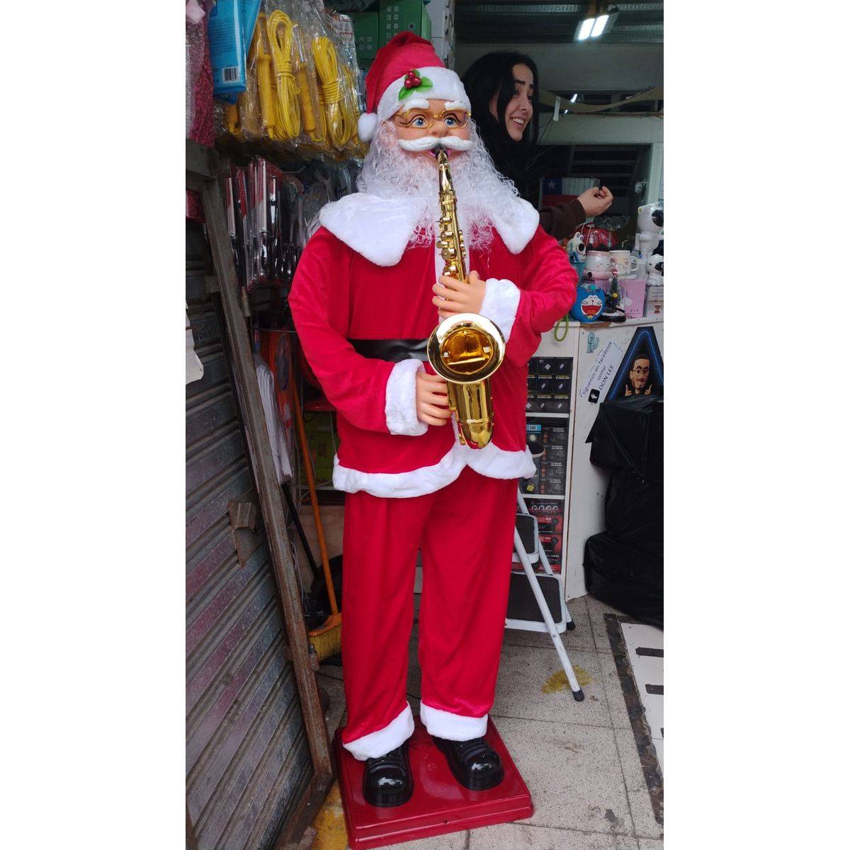 GENERICO - VIEJO PÁSCUERO SANTA CLAUS PAPA NOEL 180CM CON MÚSICA Y MOVIMIENTO