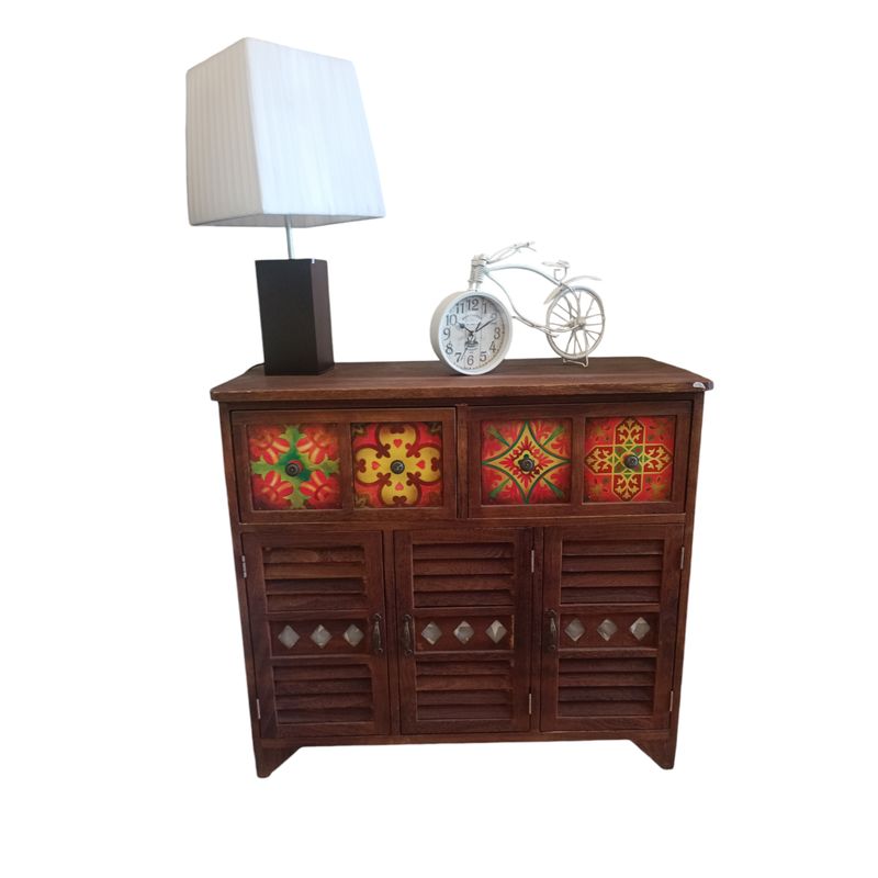 GENERICO - MUEBLE GABINETE MADERA MULTIFUNCIONAL CAFE 3 PUERTAS 2 CAJONES