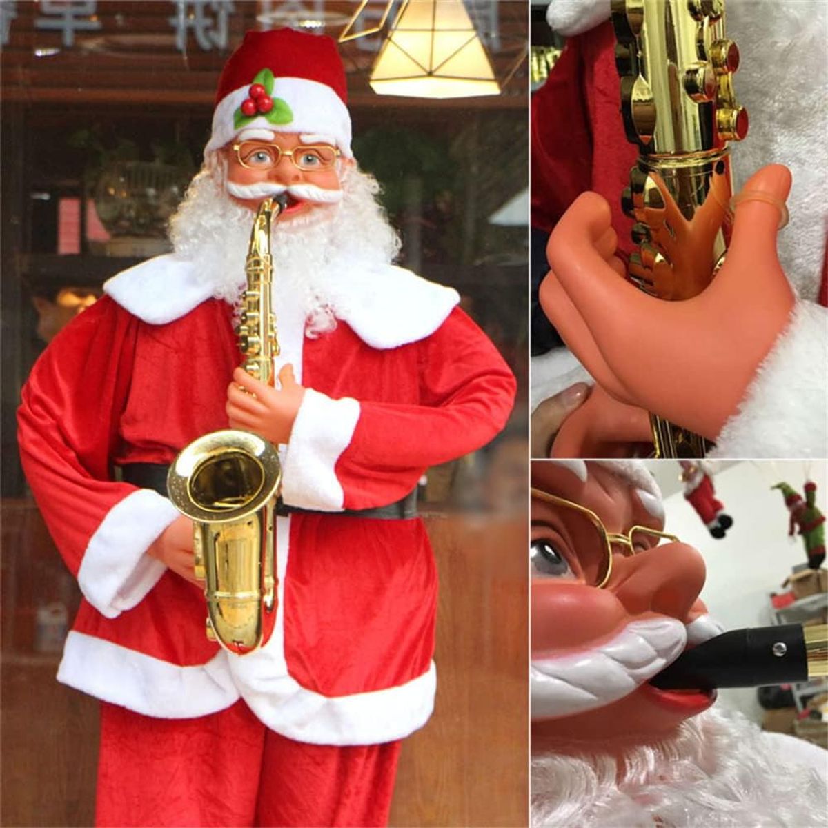 GENERICO - VIEJO PÁSCUERO 180cm CON MÚSICA Y MOVIMIENTO SANTA CLAUS PAPA NOEL