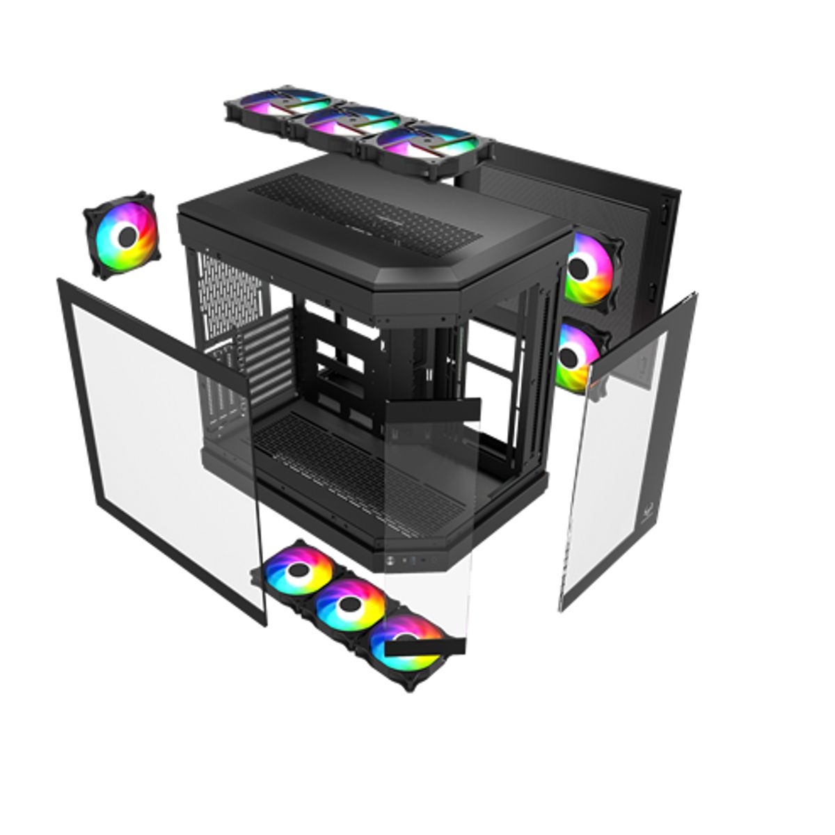 CENTAURUS - GABINETE CENTAURUS BLACK FORCIS H50B 6 VENTILADORS ARGB 120MM