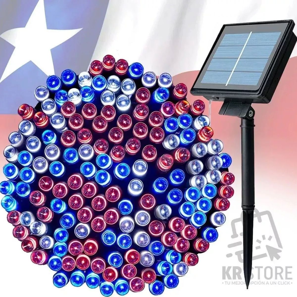 SHOP EHOME BAG - Guirnalda fiestas Patrias Decorativas Solar 10 Metros 100 Led TRICOLOR