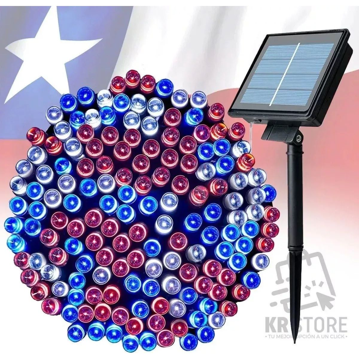 SHOP EHOME BAG - Guirnalda fiestas Patrias Decorativas Solar 10 Metros 100 Led TRICOLOR