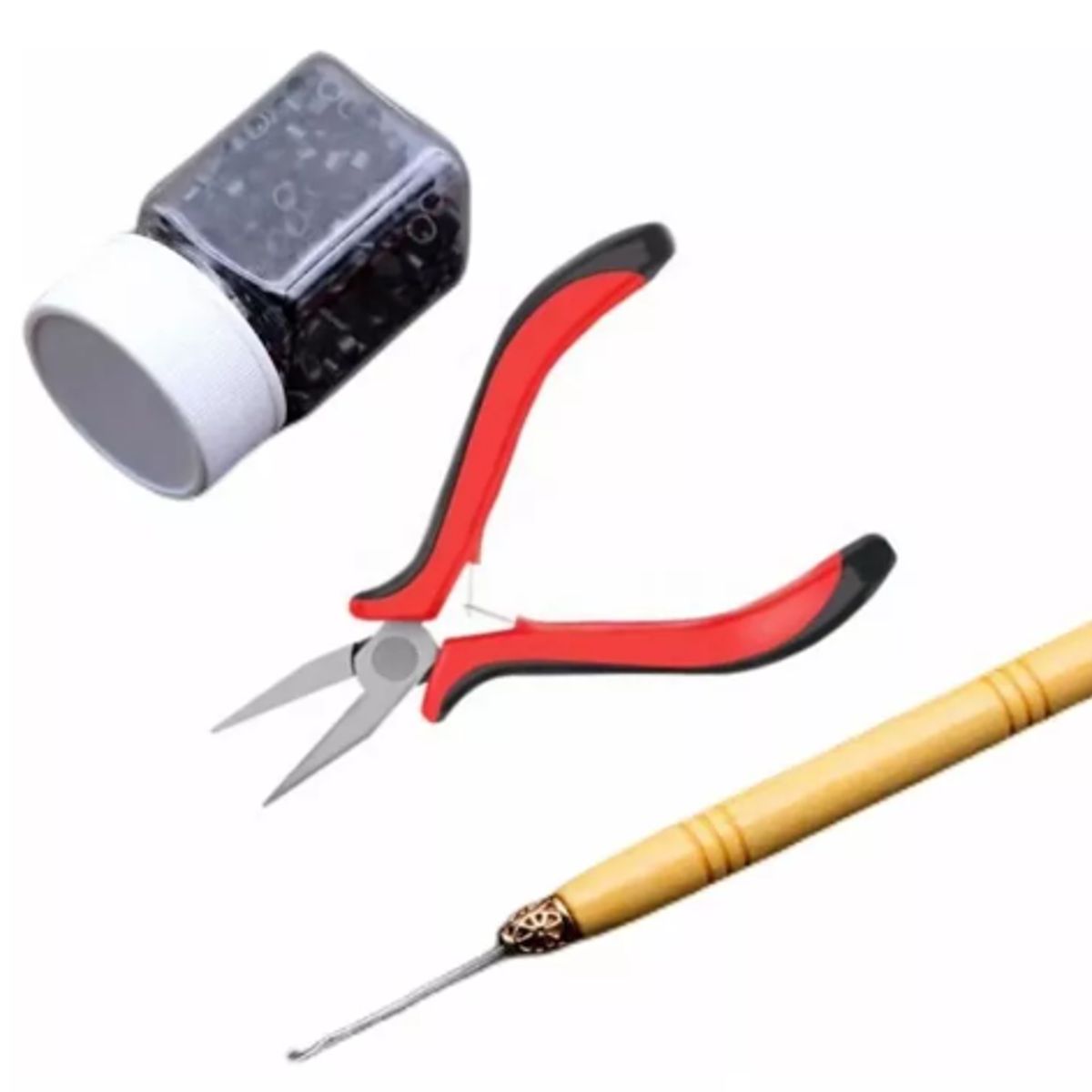 GENERICO - Kit 3 Extensiones De Pelo Microring+ Alicate NEGRO