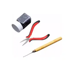 GENERICO - Kit 3 Extensiones De Pelo Microring+ Alicate NEGRO