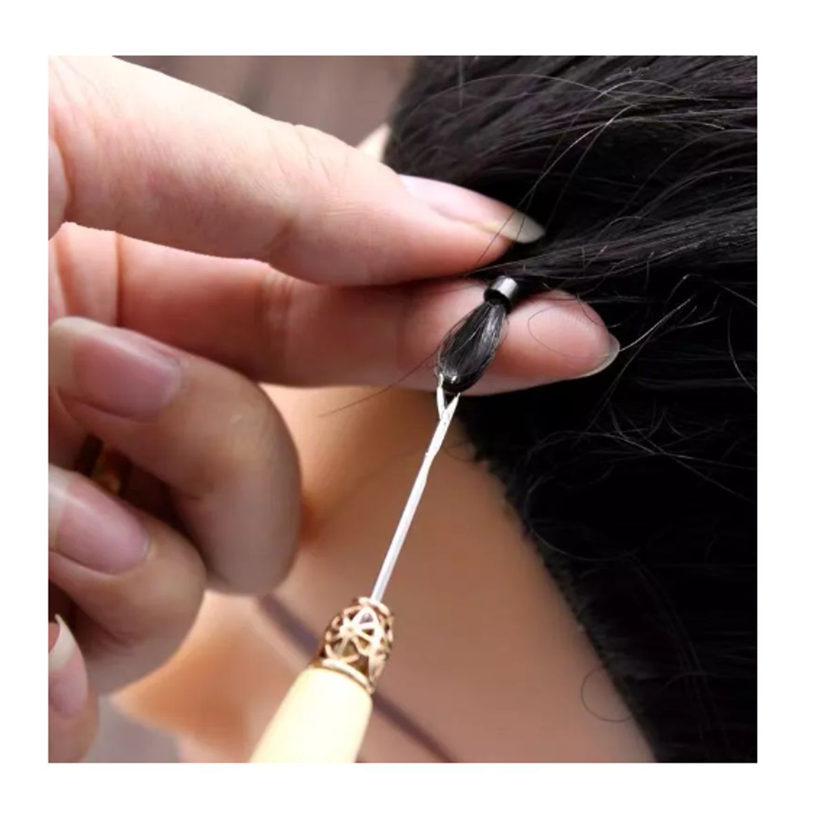 GENERICO - Kit 3 Extensiones De Pelo Microring+ Alicate NEGRO