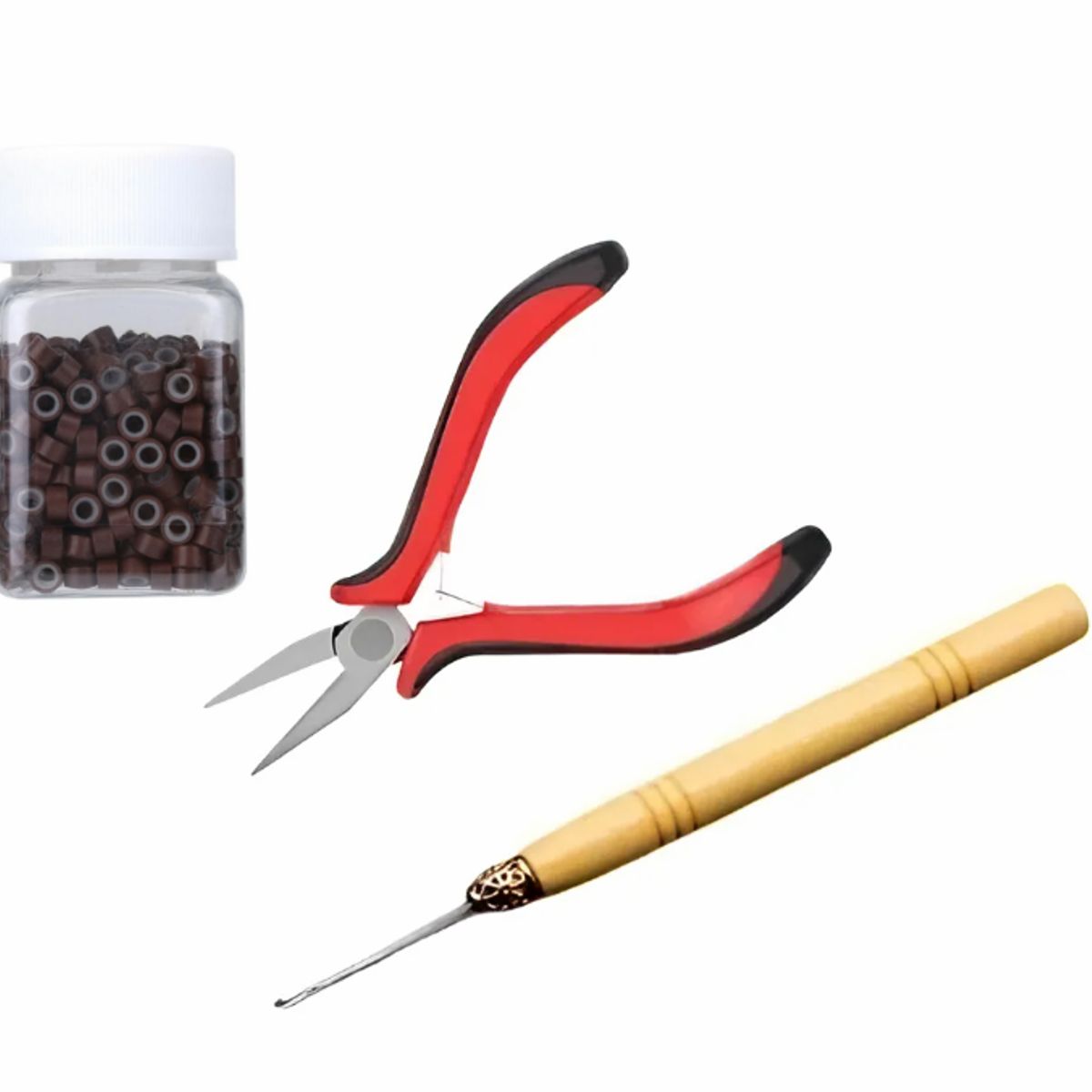 GENERICO - Kit 3 Extensiones De Pelo Microring+ Alicate Marron #3