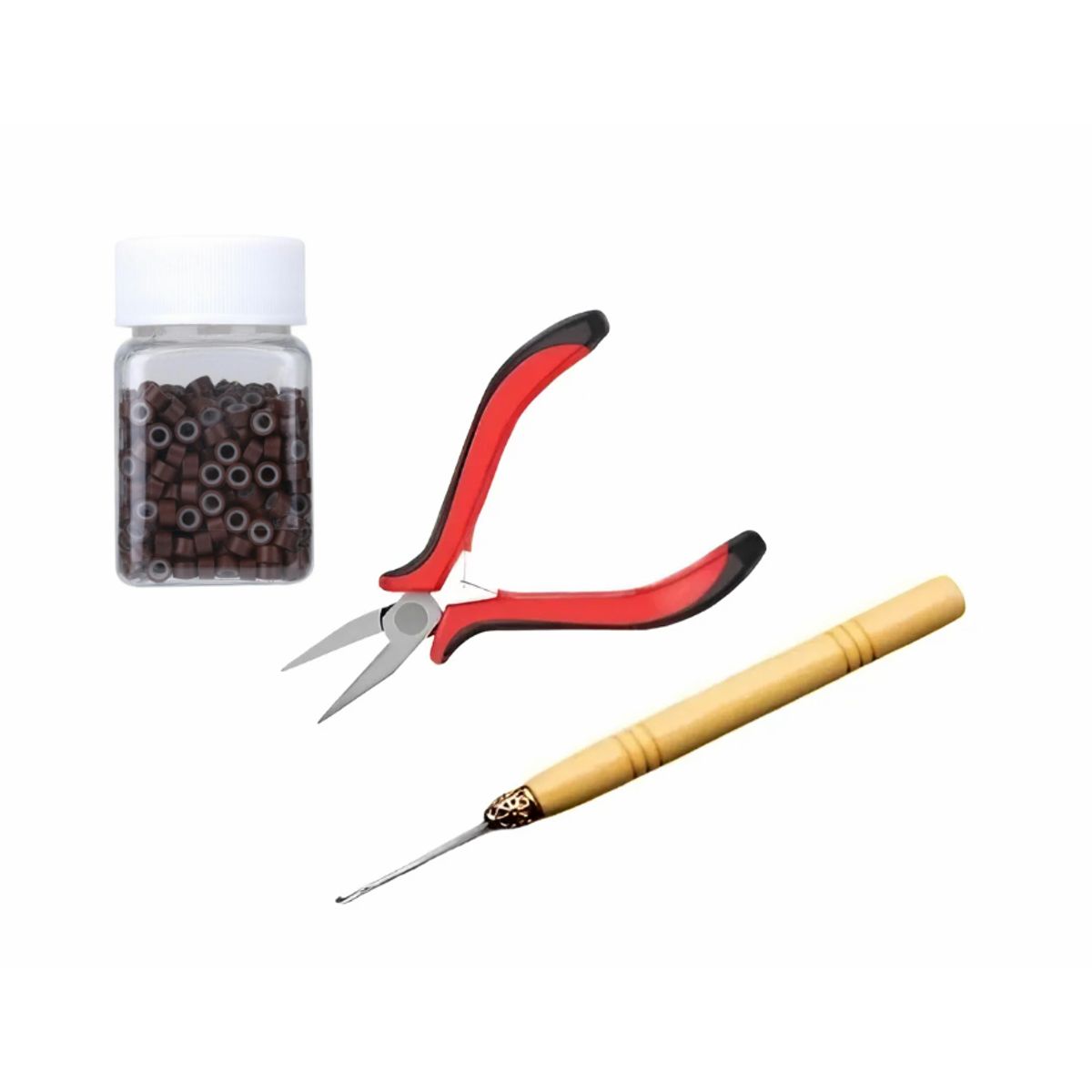 GENERICO - Kit 3 Extensiones De Pelo Microring+ Alicate Marron #3