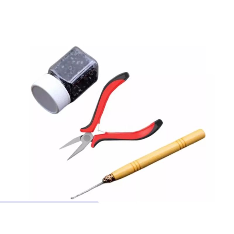 GENERICO - Kit 3 Extensiones De Pelo Microring+ Alicate CAFE