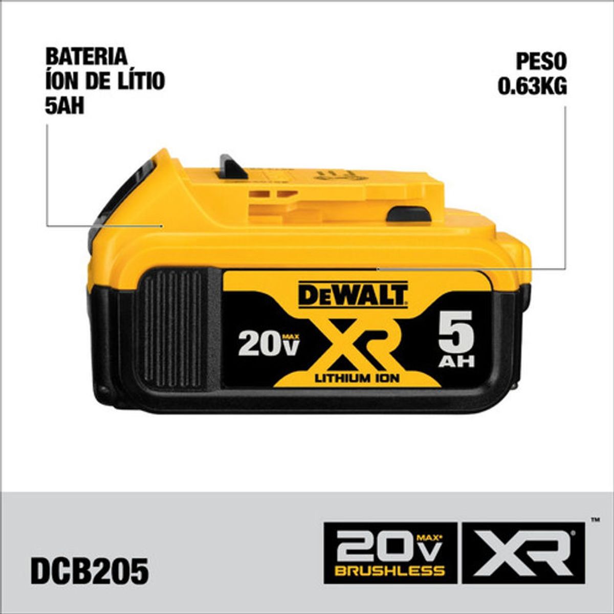 DEWALT - Batería 5ah 20v Max Xr - Dcb205-b3