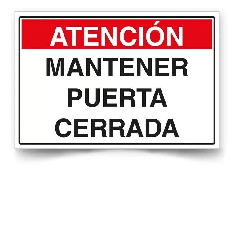 GENERICO - Señalética Atención Mantener Puerta Cerrada 45x30 Metálico