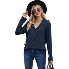 TIOZONEY - Sudadera de manga larga con capucha y holgada para mujer