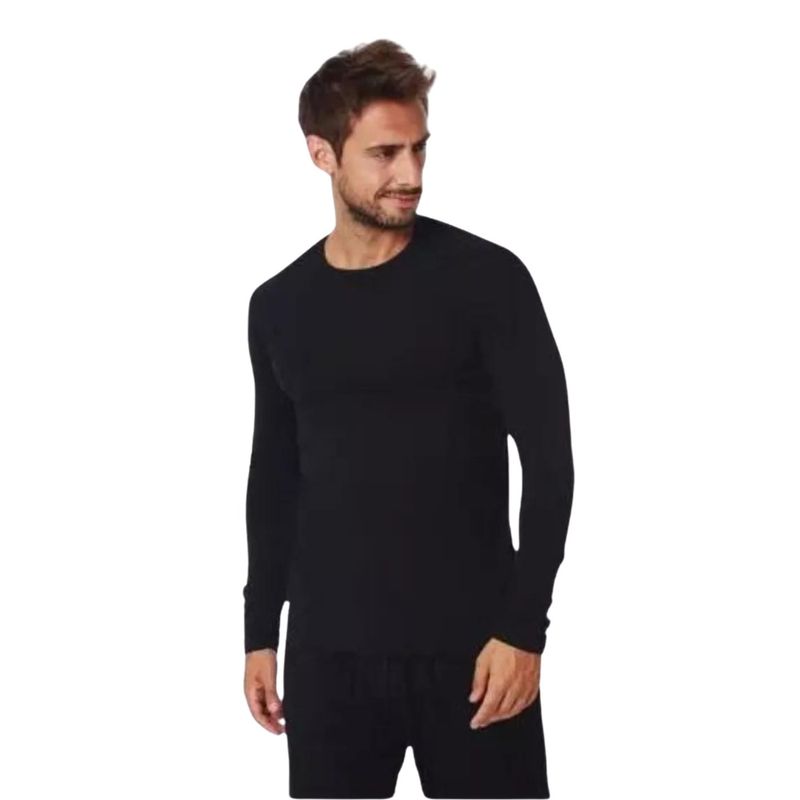 LIKE SHOP - Camiseta Manga Larga Algodón Negra Gris Blanco Adulto 11