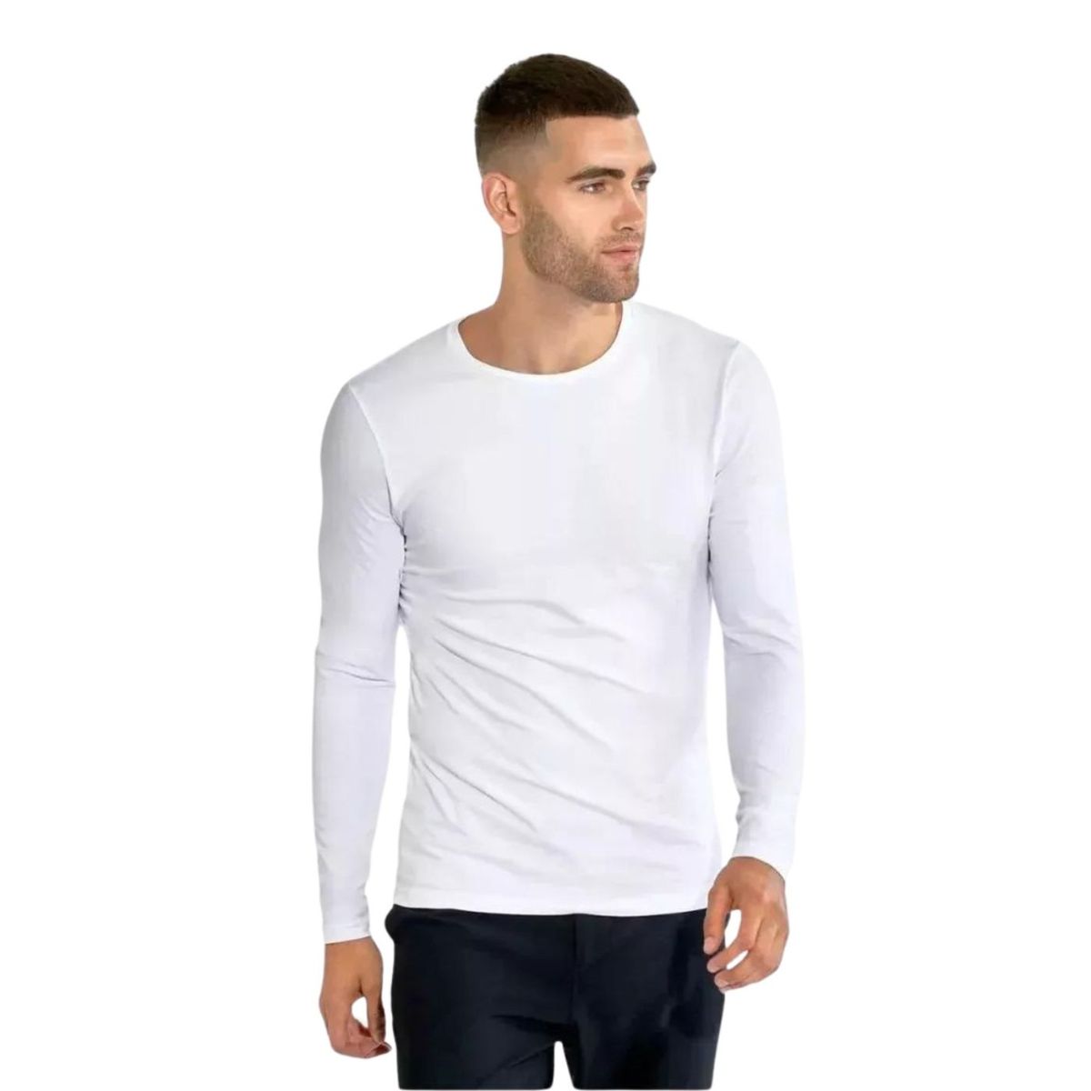 LIKE SHOP - Camiseta Manga Larga Algodón Negra Gris Blanco Adulto 11