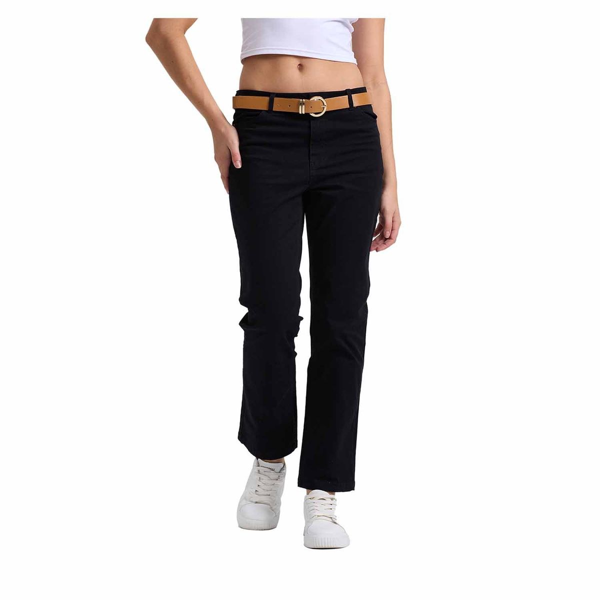FASHION'S PARK - Pantalón Mujer Semi Recto Gabardina Pushup Negro Fashion's Park