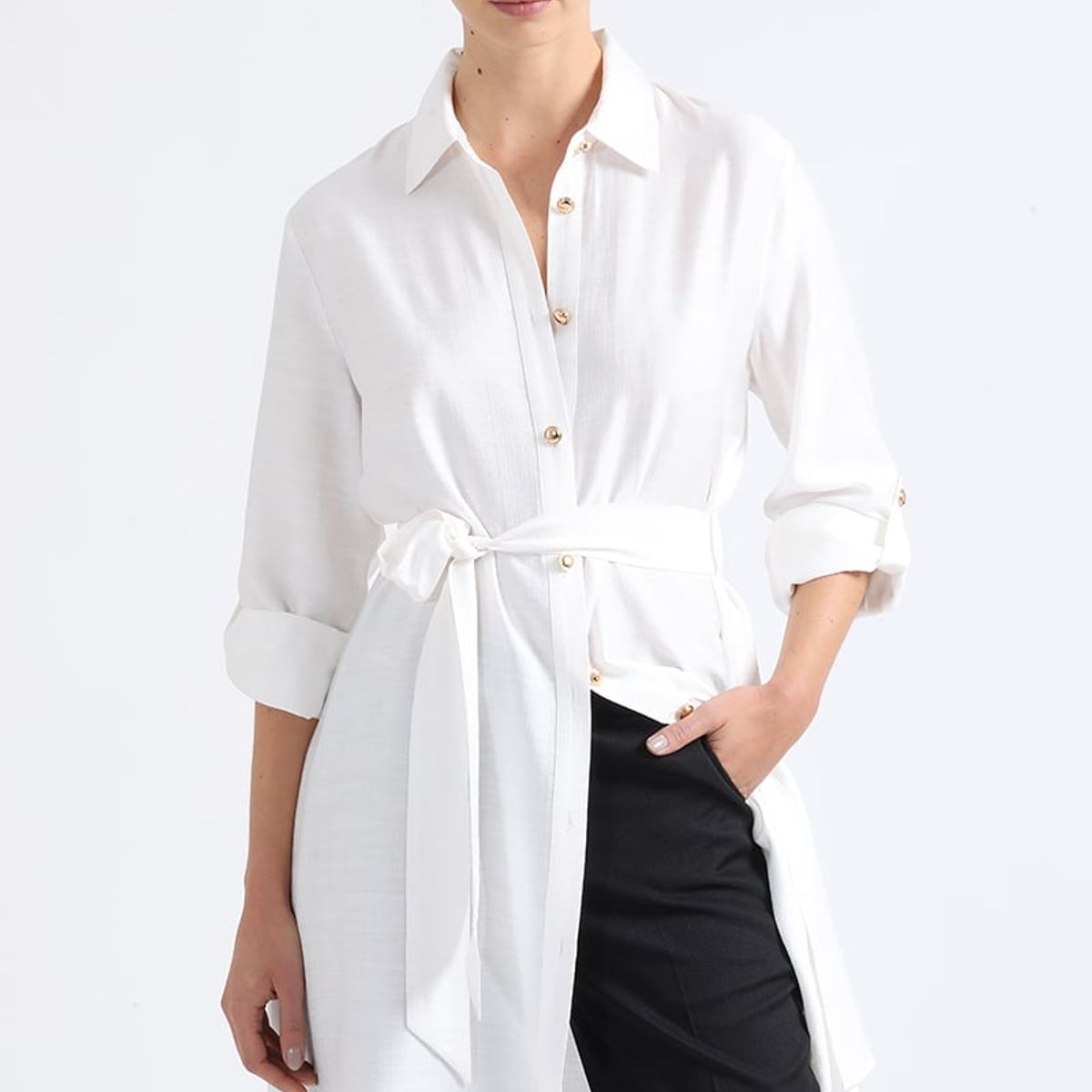 LIOLA - Camisa Larga Con Aplicación, Crudo Liola