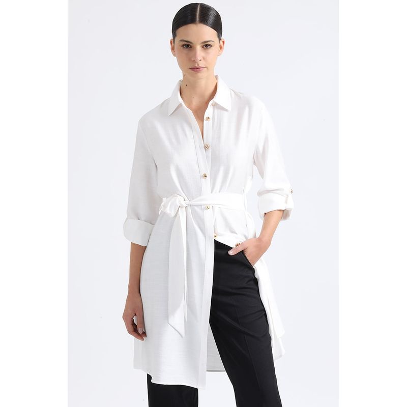LIOLA - Camisa Larga Con Aplicación, Crudo Liola